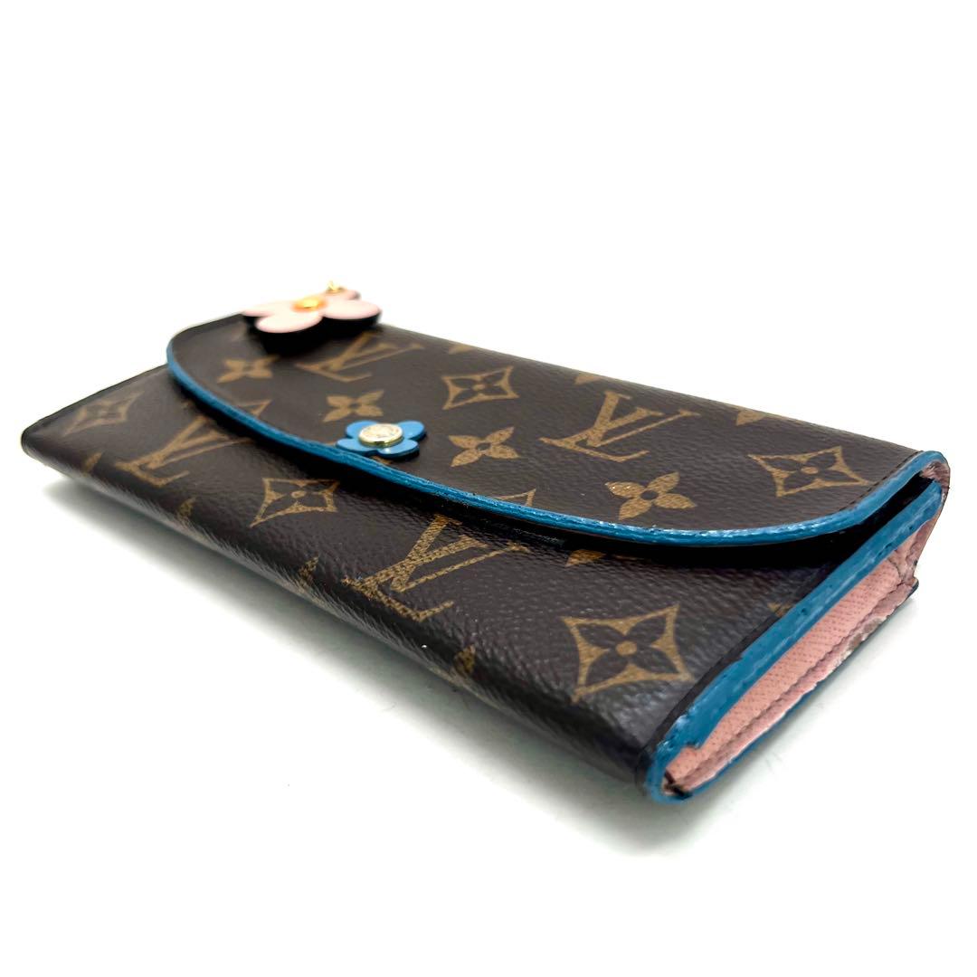 Louis Vuitton Monogram Portefeuille Emily Flower Charm Blue Wallet — view 5