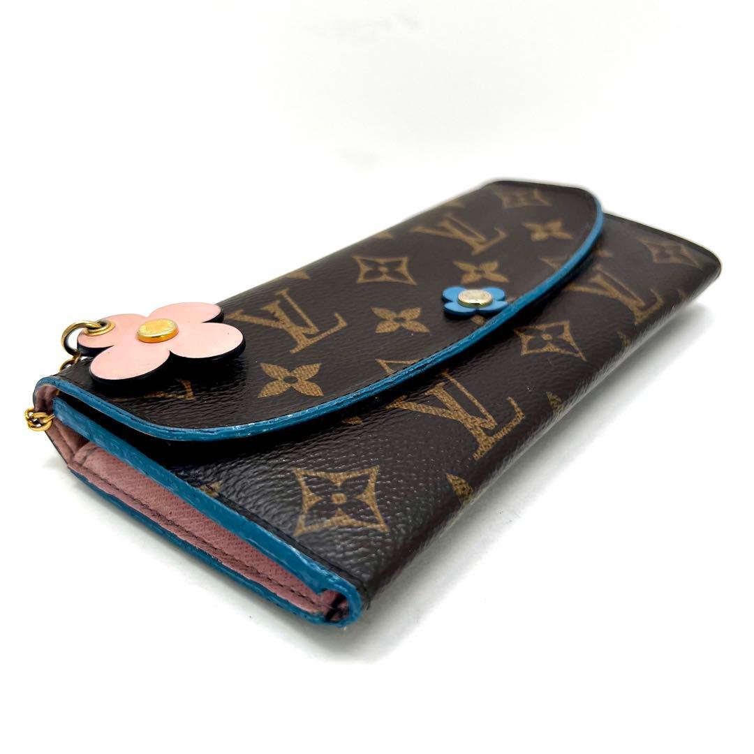 Louis Vuitton Monogram Portefeuille Emily Flower Charm Blue Wallet — view 6