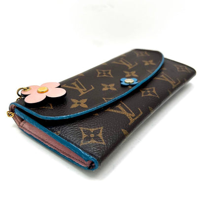 Louis Vuitton Monogram Portefeuille Emily Flower Charm Blue Wallet — view 6