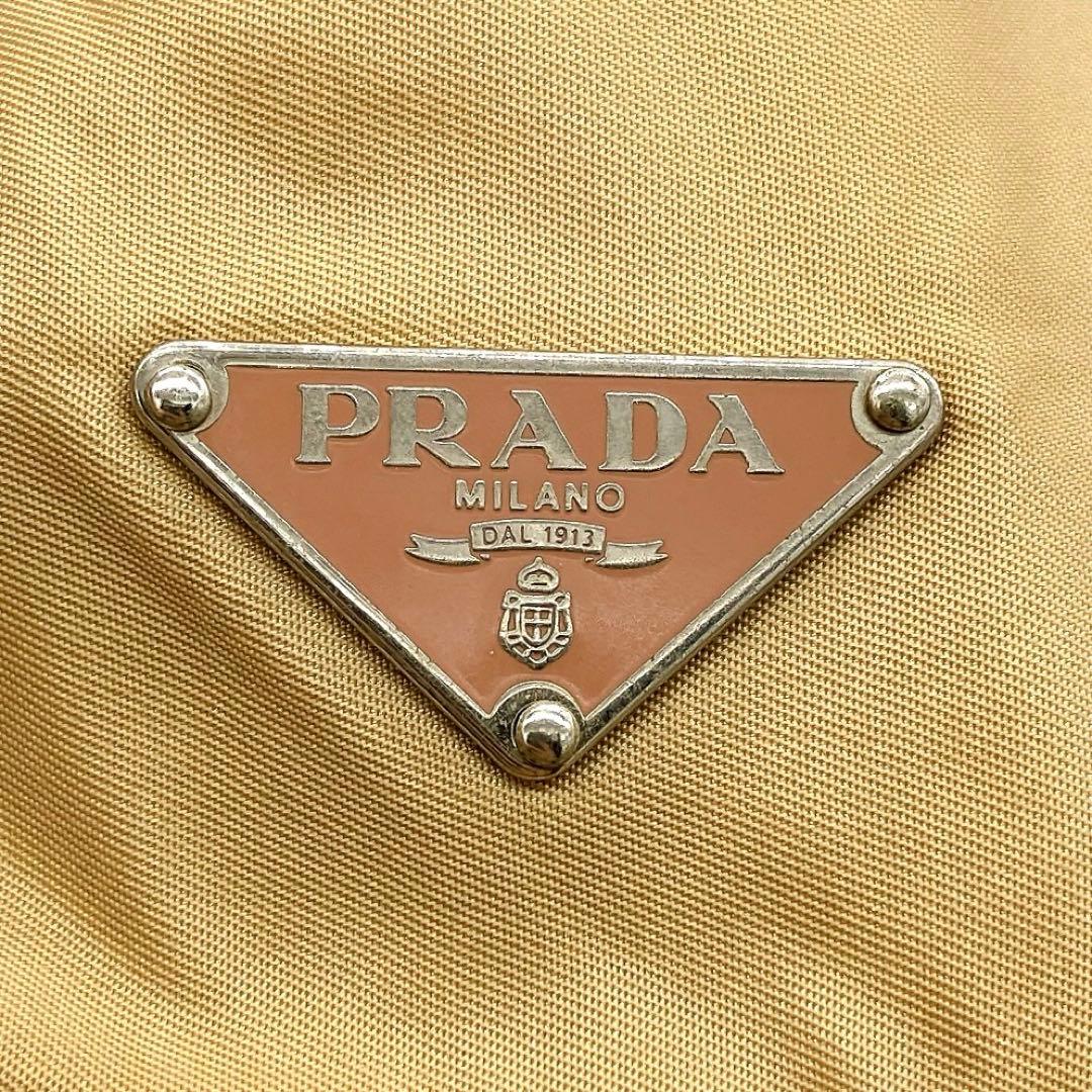 Prada Shoulder Bag Triangle Logo Plate Nylon Pink Brown
