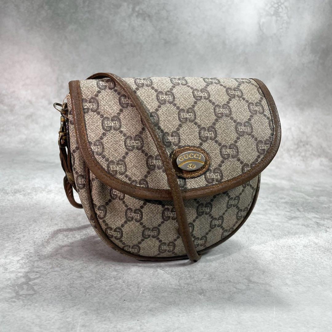 Gucci GG Shoulder Bag Brown Beige Leather