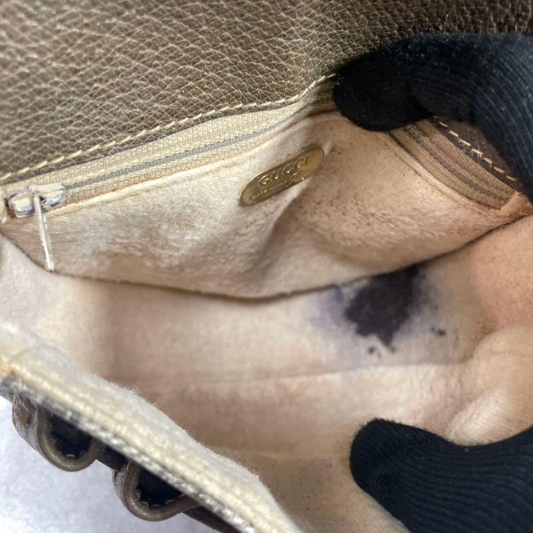 Gucci GG Shoulder Bag Brown Beige Leather — view 5