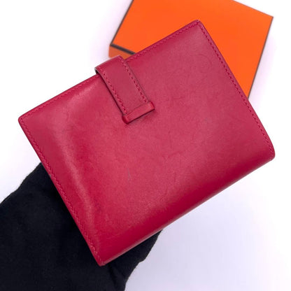 Hermes Bearn Compact Box Calf Red Bifold Wallet — view 2