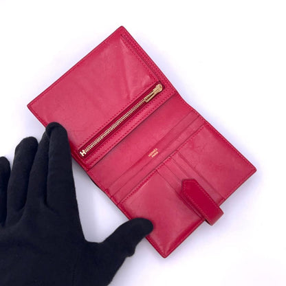 Hermes Bearn Compact Box Calf Red Bifold Wallet — view 3