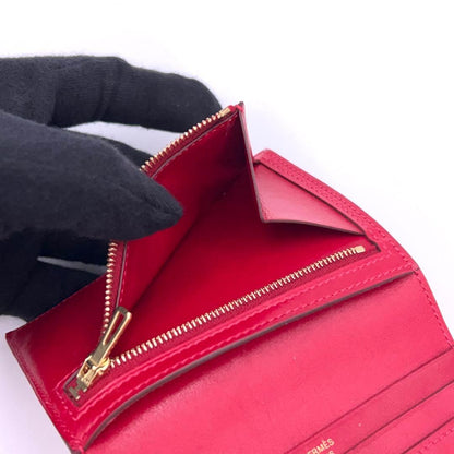 Hermes Bearn Compact Box Calf Red Bifold Wallet — view 5