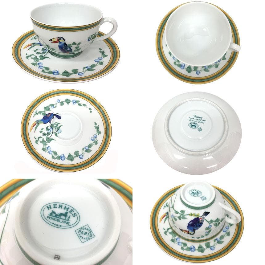 Hermes Set Of 2 Cups And Saucers Siesta Toucan Aq11751