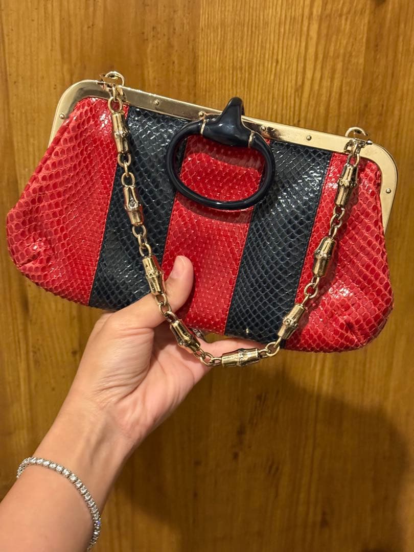 Gucci Tom Ford Era Python Shoulder Bag Red Black — view 2