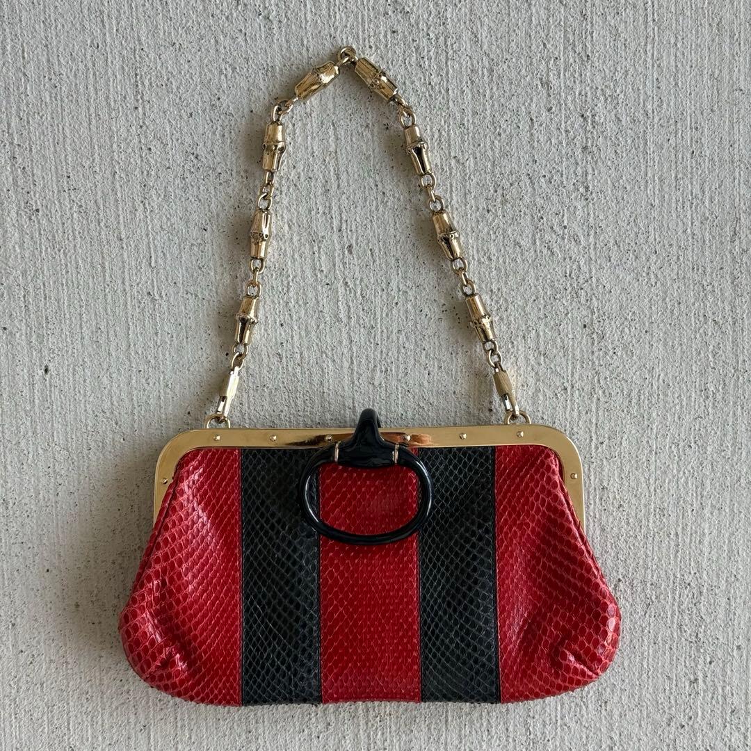 Gucci Tom Ford Era Python Shoulder Bag Red Black — view 4