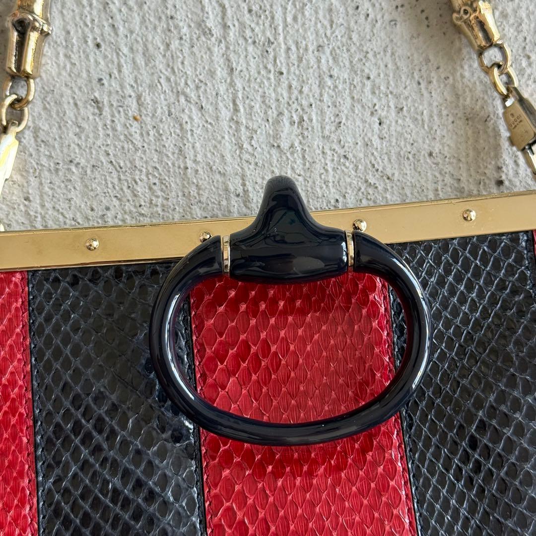 Gucci Tom Ford Era Python Shoulder Bag Red Black — view 7