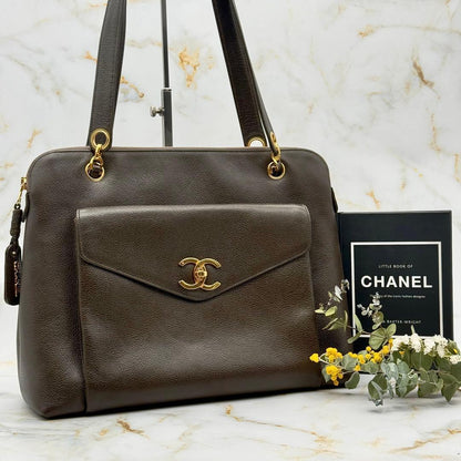 Chanel Turnlock Shoulder Bag Caviar Leather