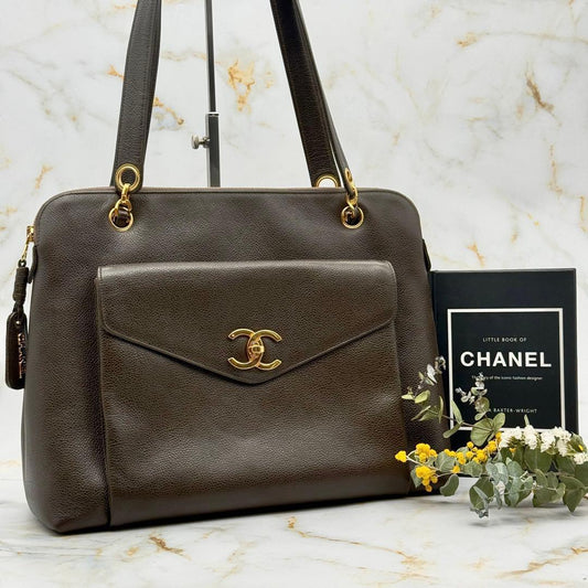 Chanel Turnlock Shoulder Bag Caviar Leather