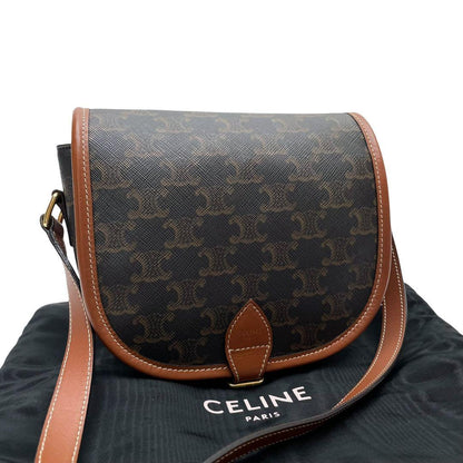 Celine Macadam Triomphe Falco Shoulder Bag Brown