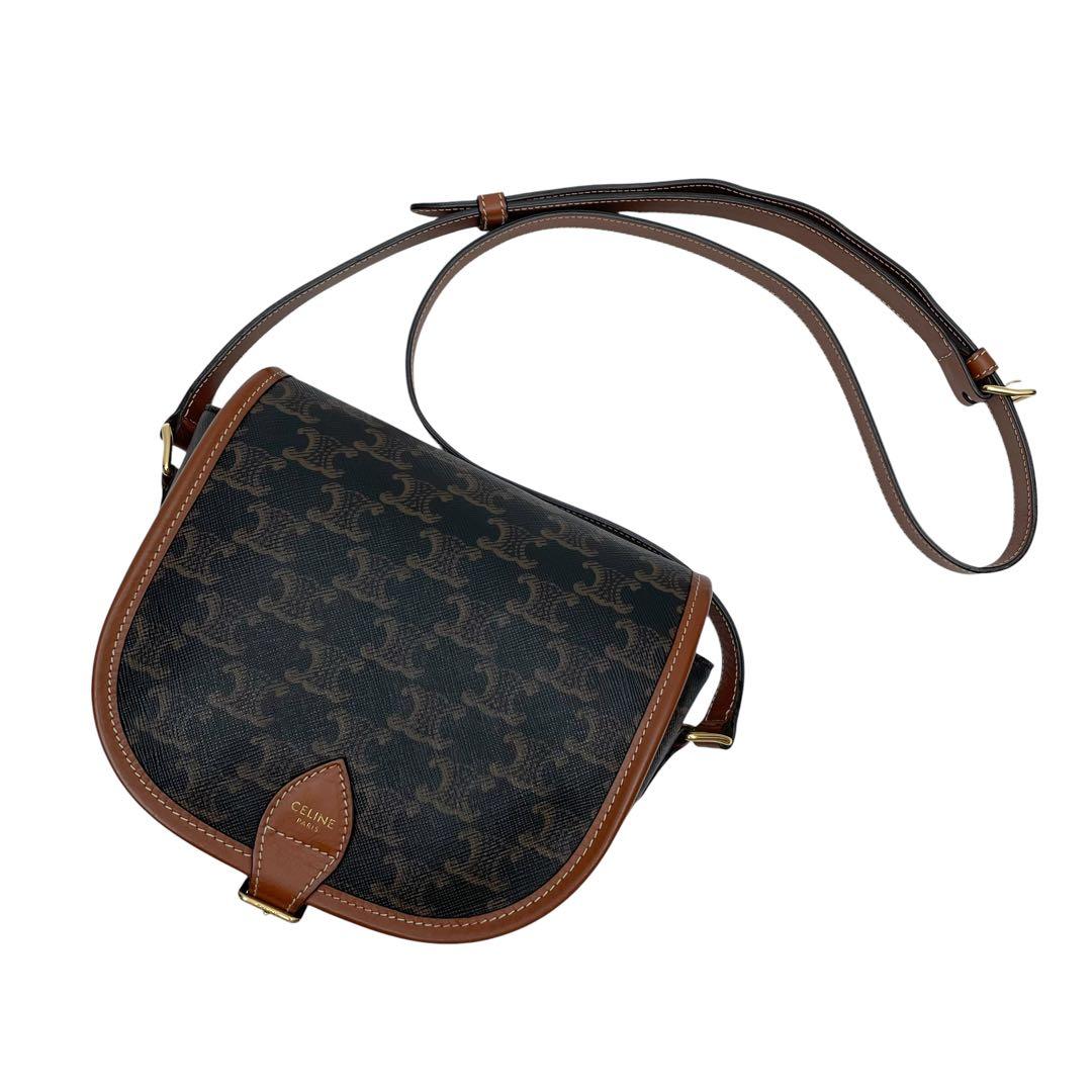 Celine Macadam Triomphe Falco Shoulder Bag Brown — view 3
