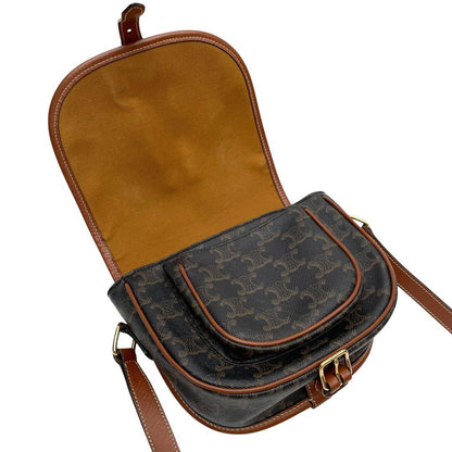 Celine Macadam Triomphe Falco Shoulder Bag Brown — view 7