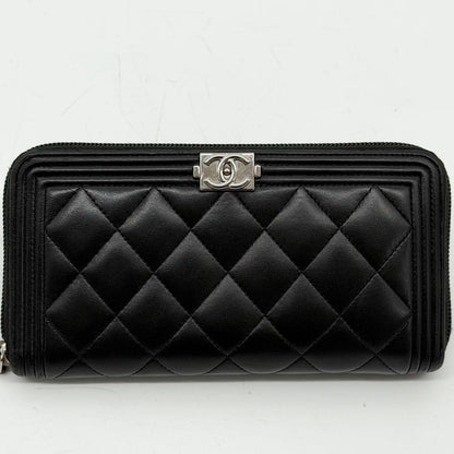 Chanel Boy Zip Around Wallet Black CC Logo — view 2