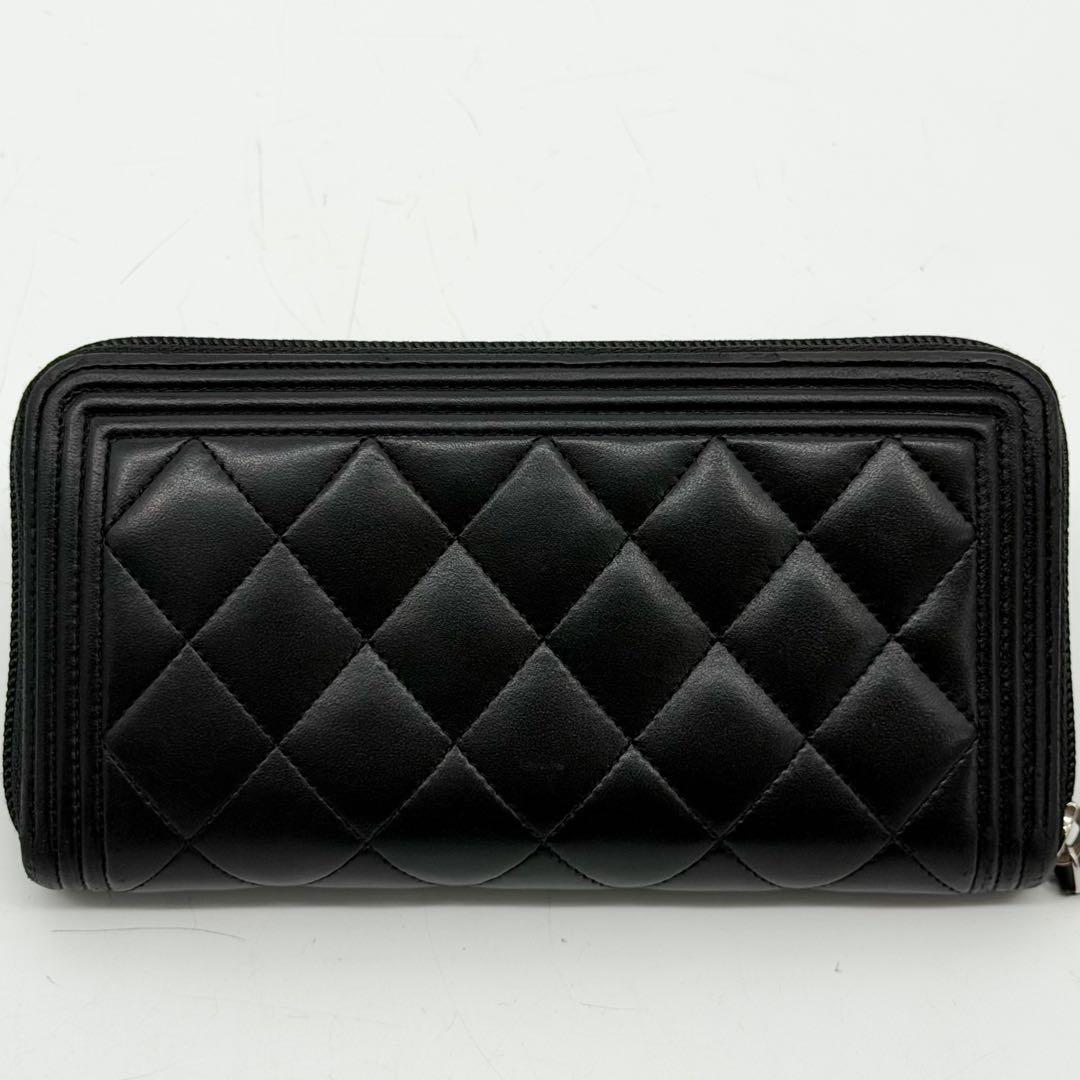 Chanel Boy Zip Around Wallet Black CC Logo — view 3