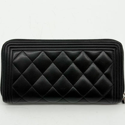 Chanel Boy Zip Around Wallet Black CC Logo — view 3