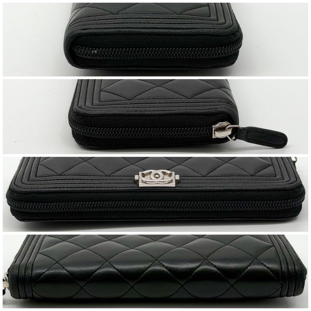 Chanel Boy Zip Around Wallet Black CC Logo — view 4