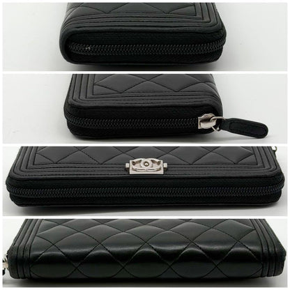 Chanel Boy Zip Around Wallet Black CC Logo — view 4
