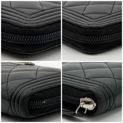 Chanel Boy Zip Around Wallet Black CC Logo — view 5