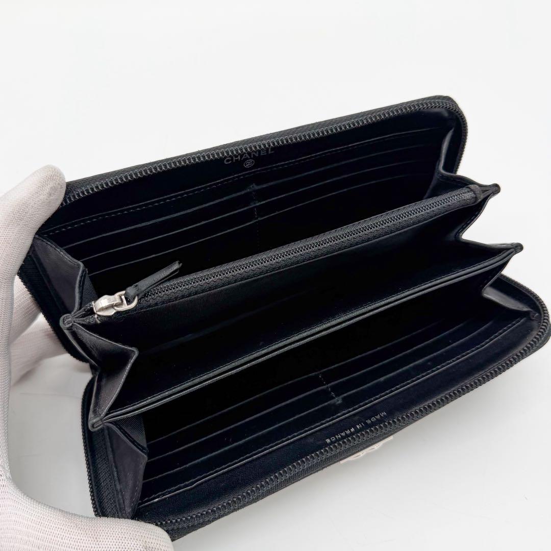 Chanel Boy Zip Around Wallet Black CC Logo — view 6