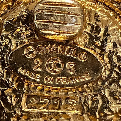 Chanel Gold Green Gripore Earrings K_079