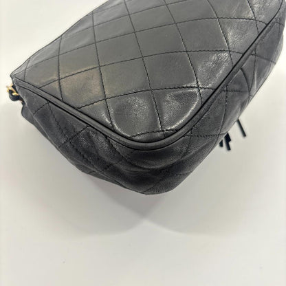 Chanel Quilted Fringe Chain Shoulder Bag Black — view 9
