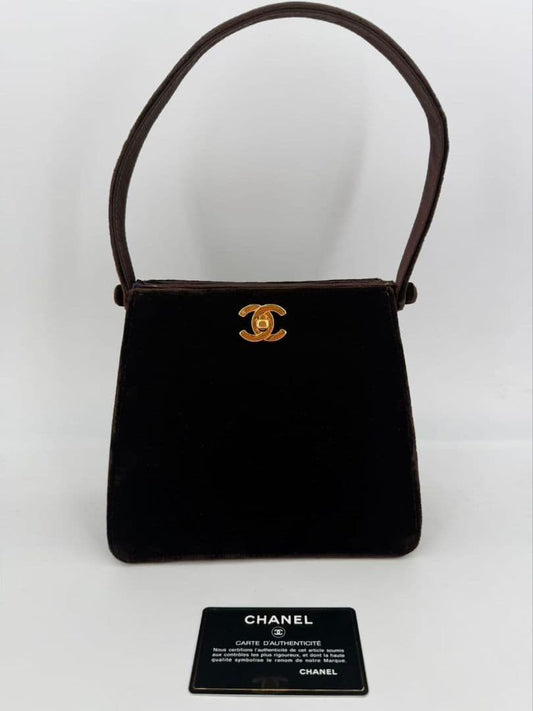 Chanel Velvet Handbag Brown