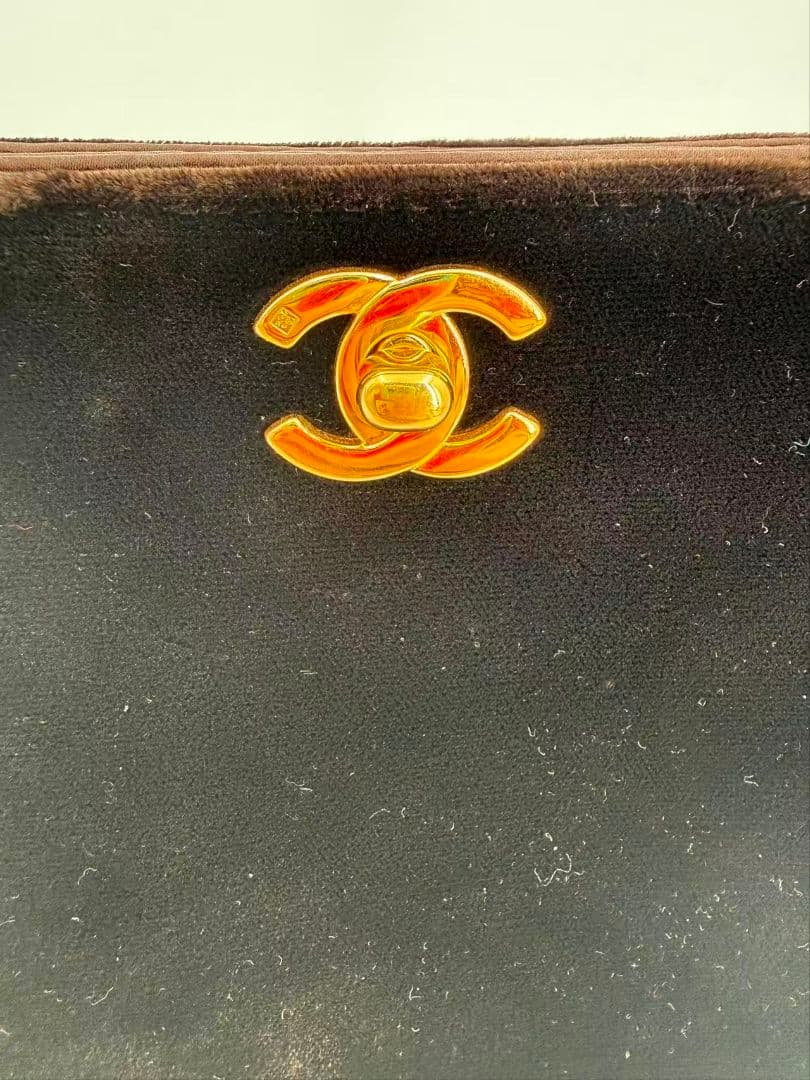Chanel Velvet Handbag Brown — view 5