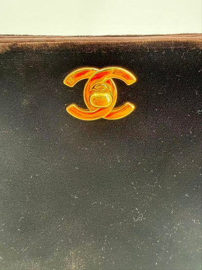 Chanel Velvet Handbag Brown — view 5