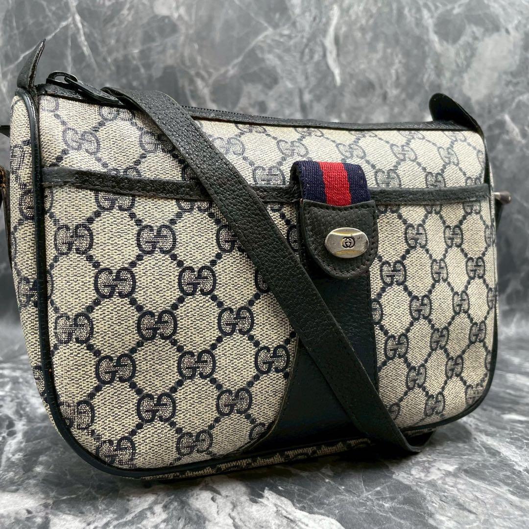 Gucci GG Sherry Line Shoulder Bag Navy Logo