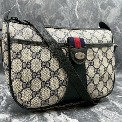 Gucci GG Sherry Line Shoulder Bag Navy Logo