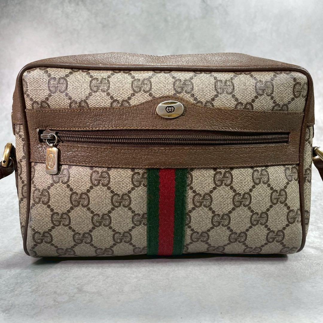 Gucci GG Sherry Line Shoulder Bag Brown Leather Logo — view 2