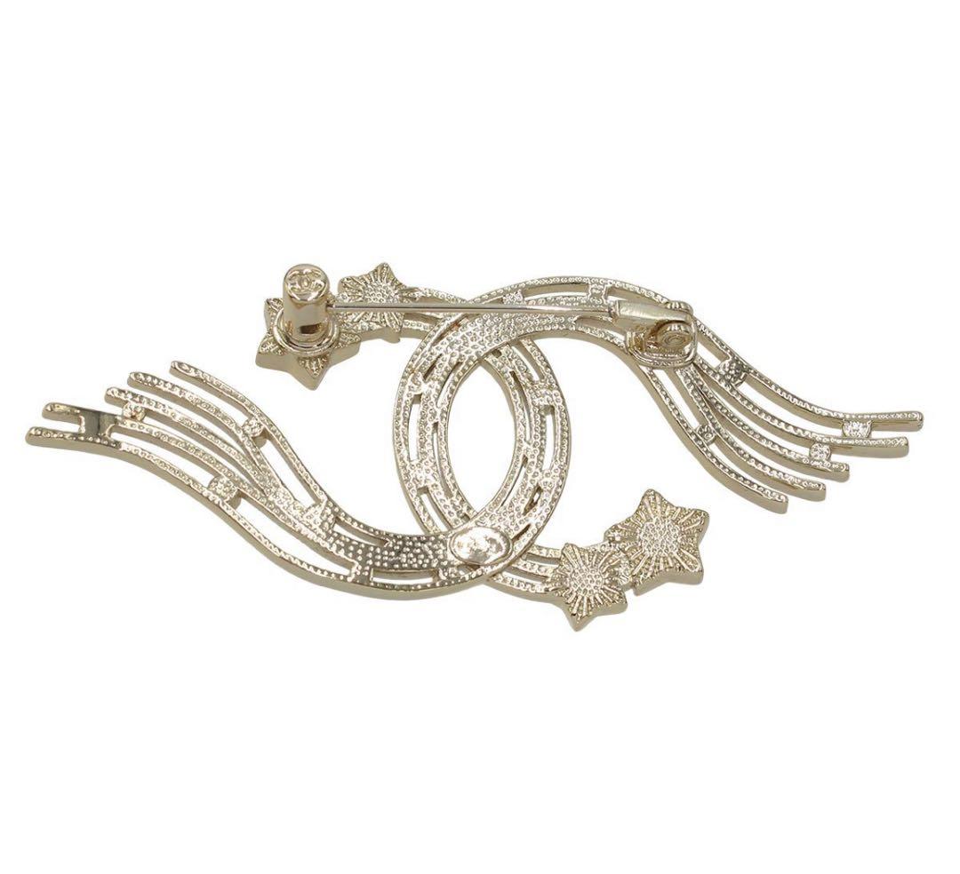 Unused Chanel Star Faux Pearl and Rhinestone Brooch