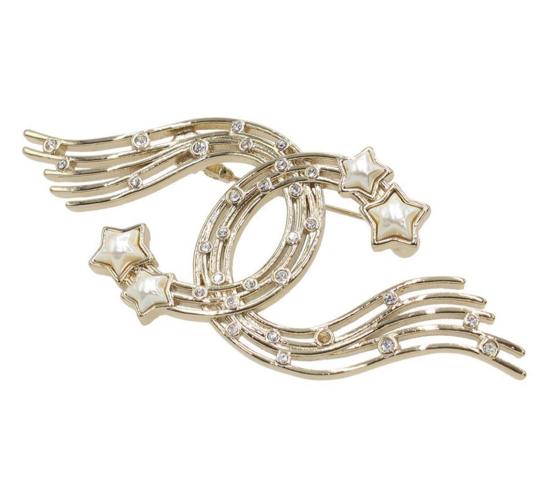 Unused Chanel Star Faux Pearl and Rhinestone Brooch