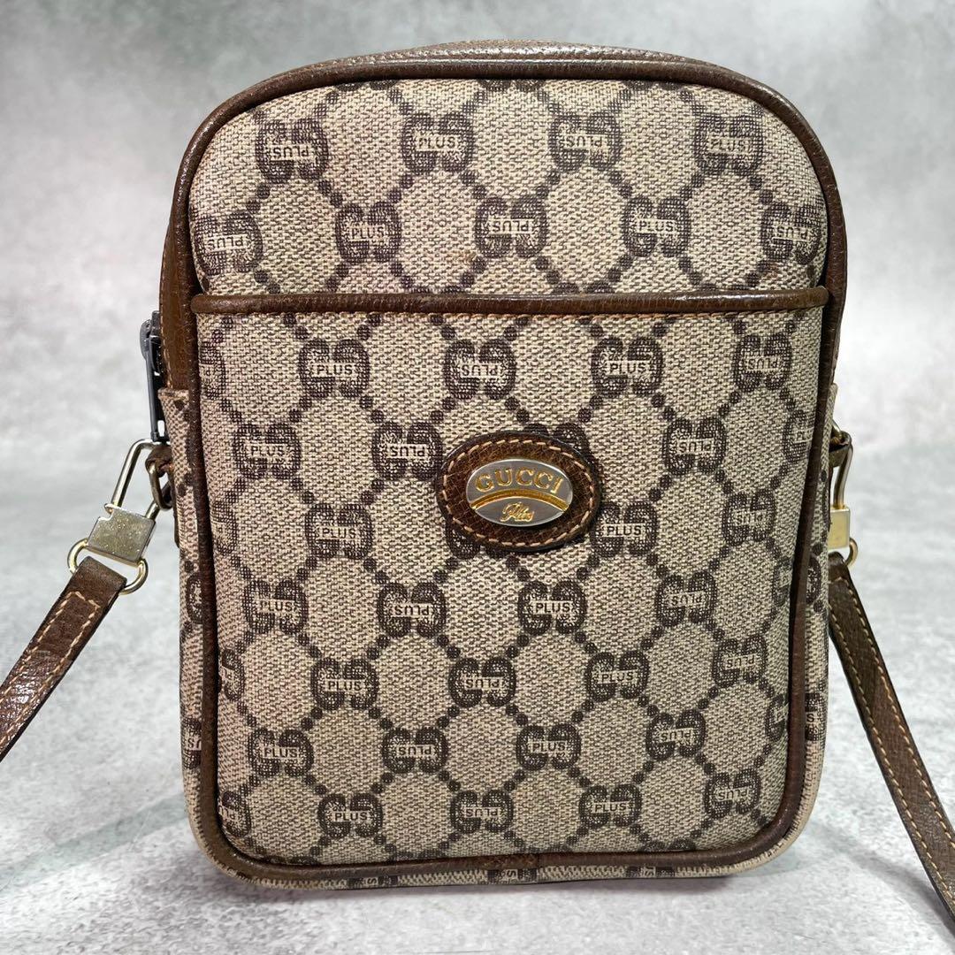 Gucci GG Shoulder Bag Brown Beige Logo Leather — view 2