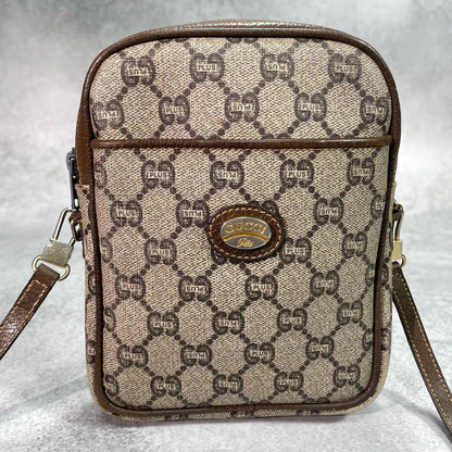 Gucci GG Shoulder Bag Brown Beige Logo Leather — view 2