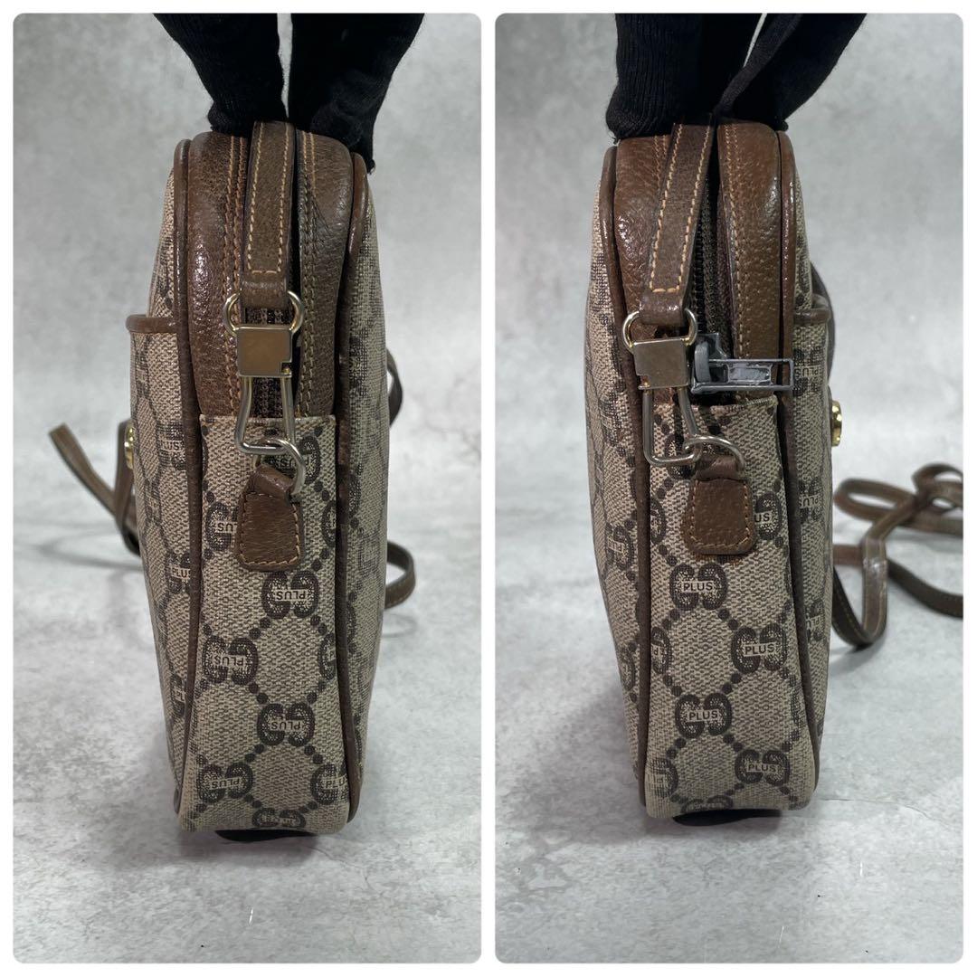 Gucci GG Shoulder Bag Brown Beige Logo Leather — view 7