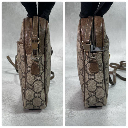 Gucci GG Shoulder Bag Brown Beige Logo Leather — view 7