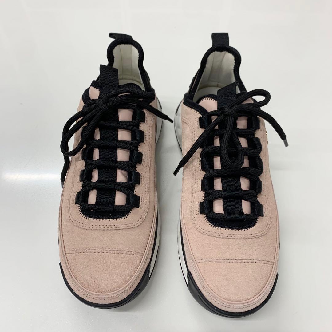 Chanel Cocomark Logo Suede Fabric Sneakers Pink