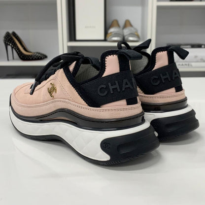 Chanel Cocomark Logo Suede Fabric Sneakers Pink