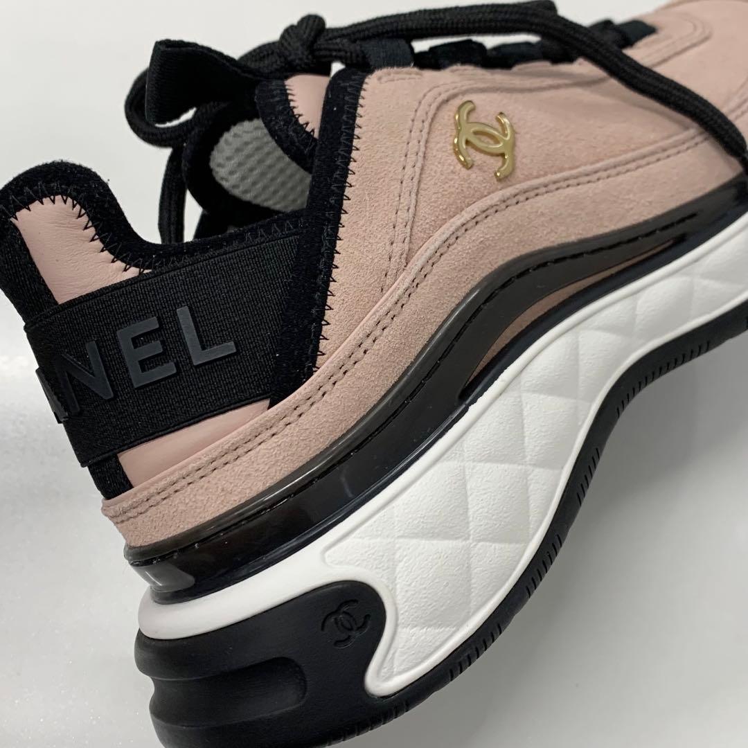 Chanel Cocomark Logo Suede Fabric Sneakers Pink