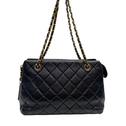 Chanel Lambskin Quilted Chain Shoulder Bag Black — view 3