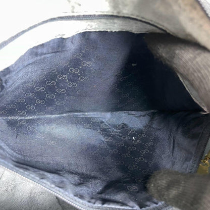 Gucci GG Handbag Navy Beige Leather Logo — view 6