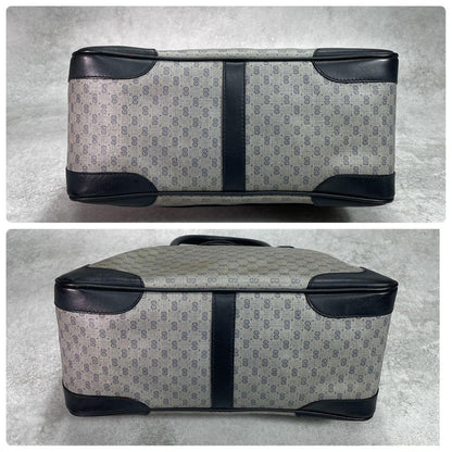 Gucci GG Handbag Navy Beige Leather Logo — view 8