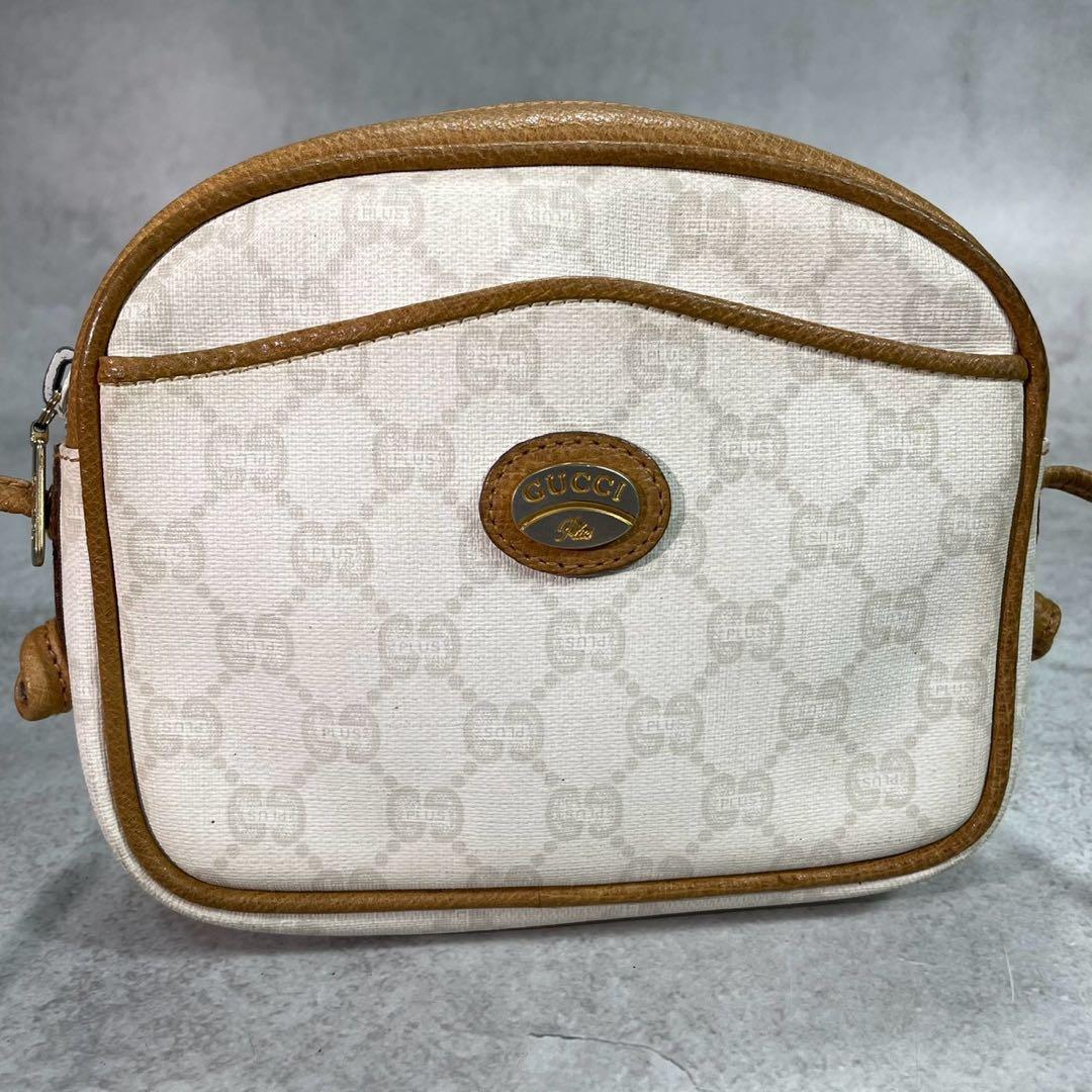 Gucci GG Shoulder Bag Brown White Logo Leather — view 2