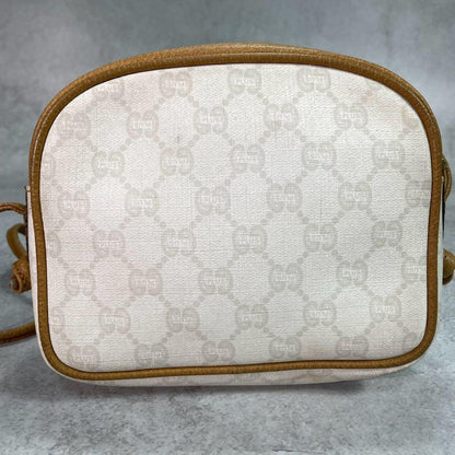 Gucci GG Shoulder Bag Brown White Logo Leather — view 3