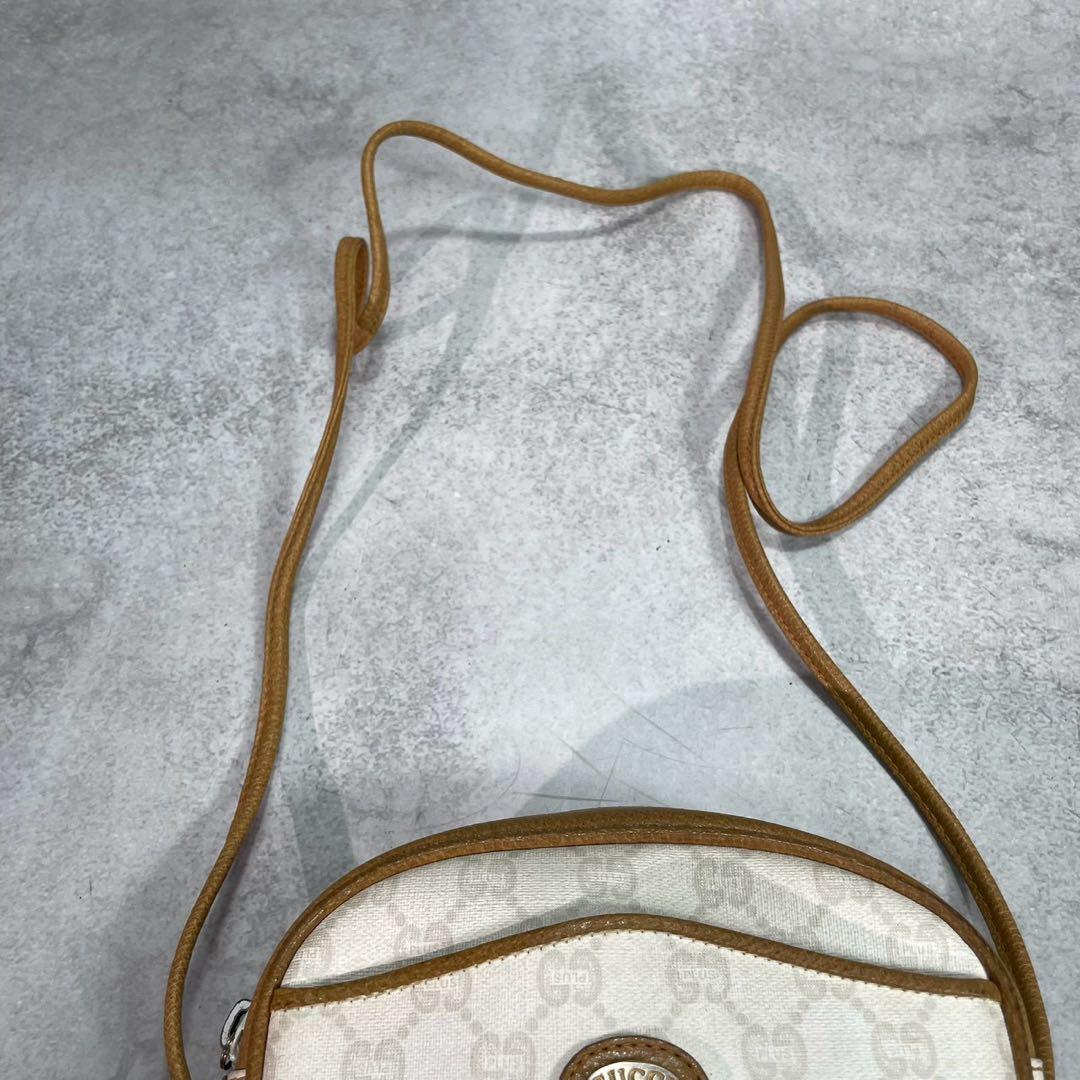Gucci GG Shoulder Bag Brown White Logo Leather — view 4