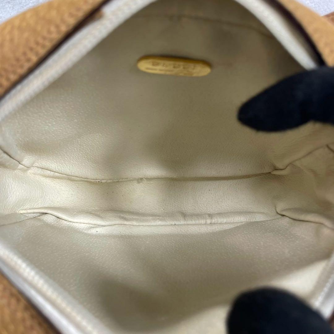 Gucci GG Shoulder Bag Brown White Logo Leather — view 5