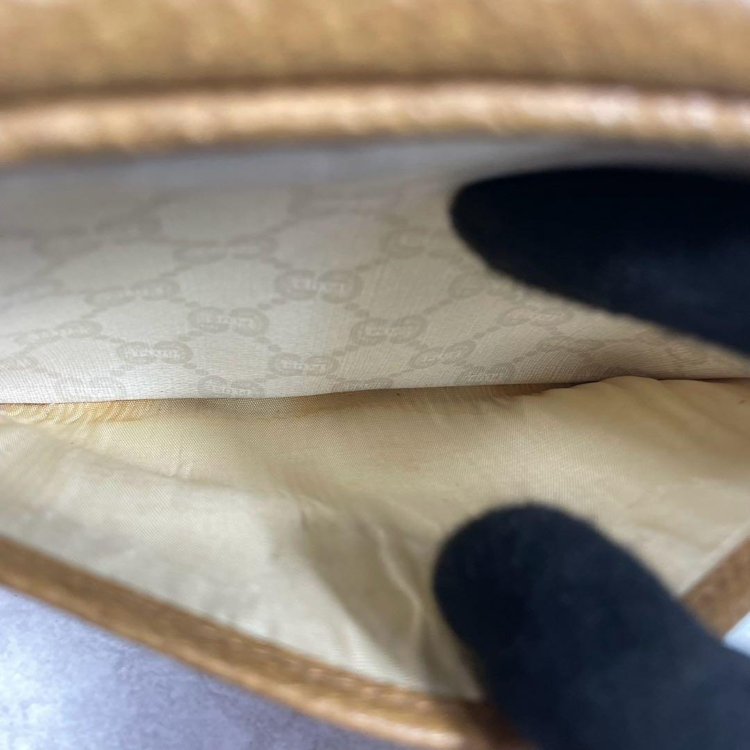 Gucci GG Shoulder Bag Brown White Logo Leather — view 6